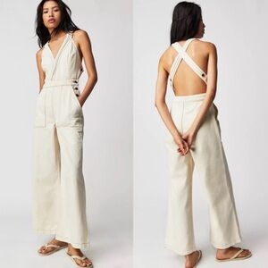 Free People Etica Emel Carpenter Denim Jumpsuit Overalls